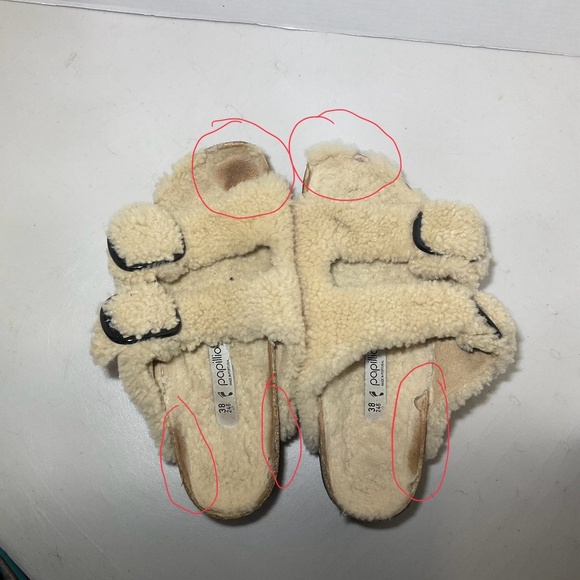 Papillio Arizona Big Buckle Shearling Teddy Eggshell Sandals Size 7 - Picture 5 of 10